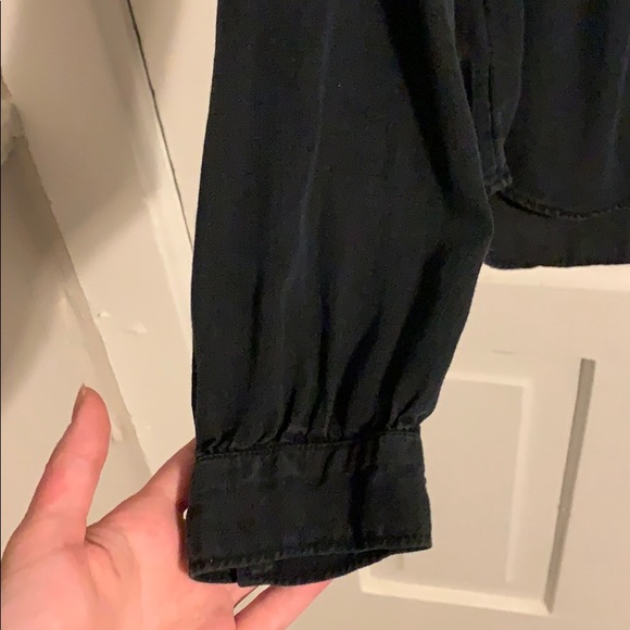 Black Tie-Neck Chambray Blouse - Picture 3 of 3